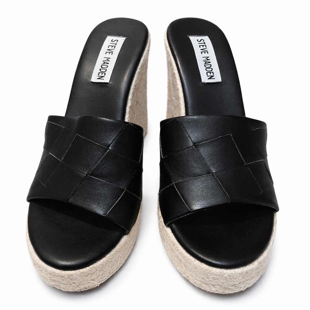Steve Madden Black Espadrille Wedges